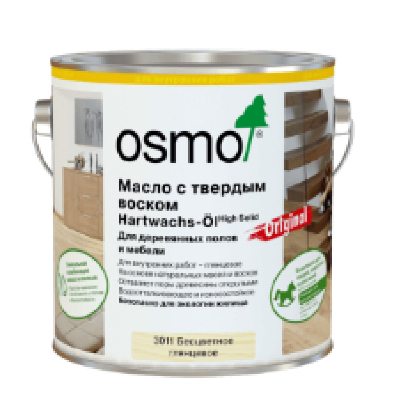 Масло для паркета Масло-воск OSMO 3062 бесцветный матовый, 2.5 л